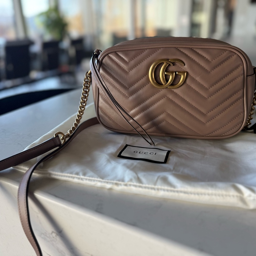 Gucci Tan Leather Crossbody Bag with Gold Accents